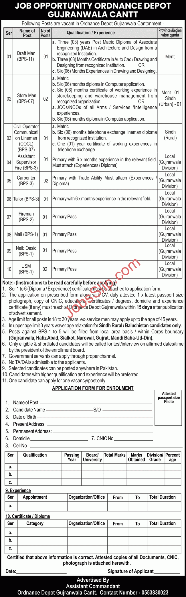  Pakistan Army Gujranwala Cantt Jobs 2025 