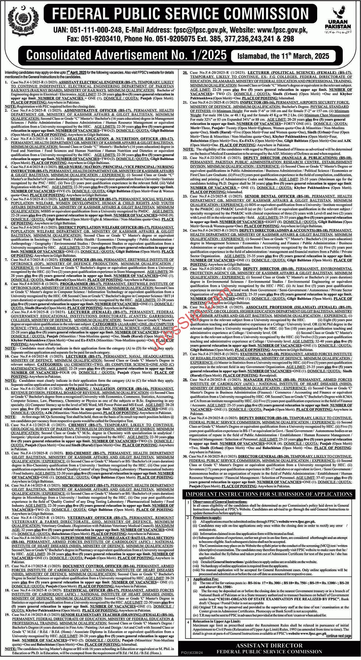 FPSC Jobs 2025 